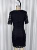 Vestido Europeo y Americano Sexy de Encaje Transparente Adelgazante con Cuello en V