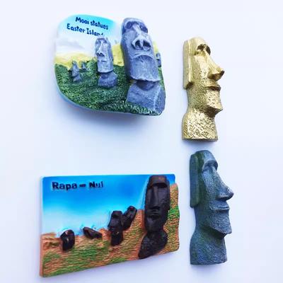 Easter Island Stone Statue In Chile Refrigerator Fridge Magnet Sticker 3D Handmade Resin Travel Gift Souvenir Collection Decoration