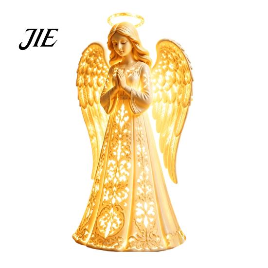 Sympathy Memorial Gift Praying Angel Night Light, Resin Decorative Figurine with Warm LED Lights Christmas Tabletop Ornament for Home Decor,
