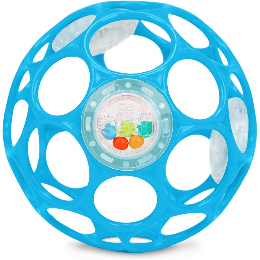 Bright Starts Oball Rattle Soft Toy for Stroller Teething Ball Blue 0 Months+