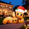10FT Aufblasbarer Lebkuchenmann Weihnachts-Außendekoration, Stoff, LED-Lichter