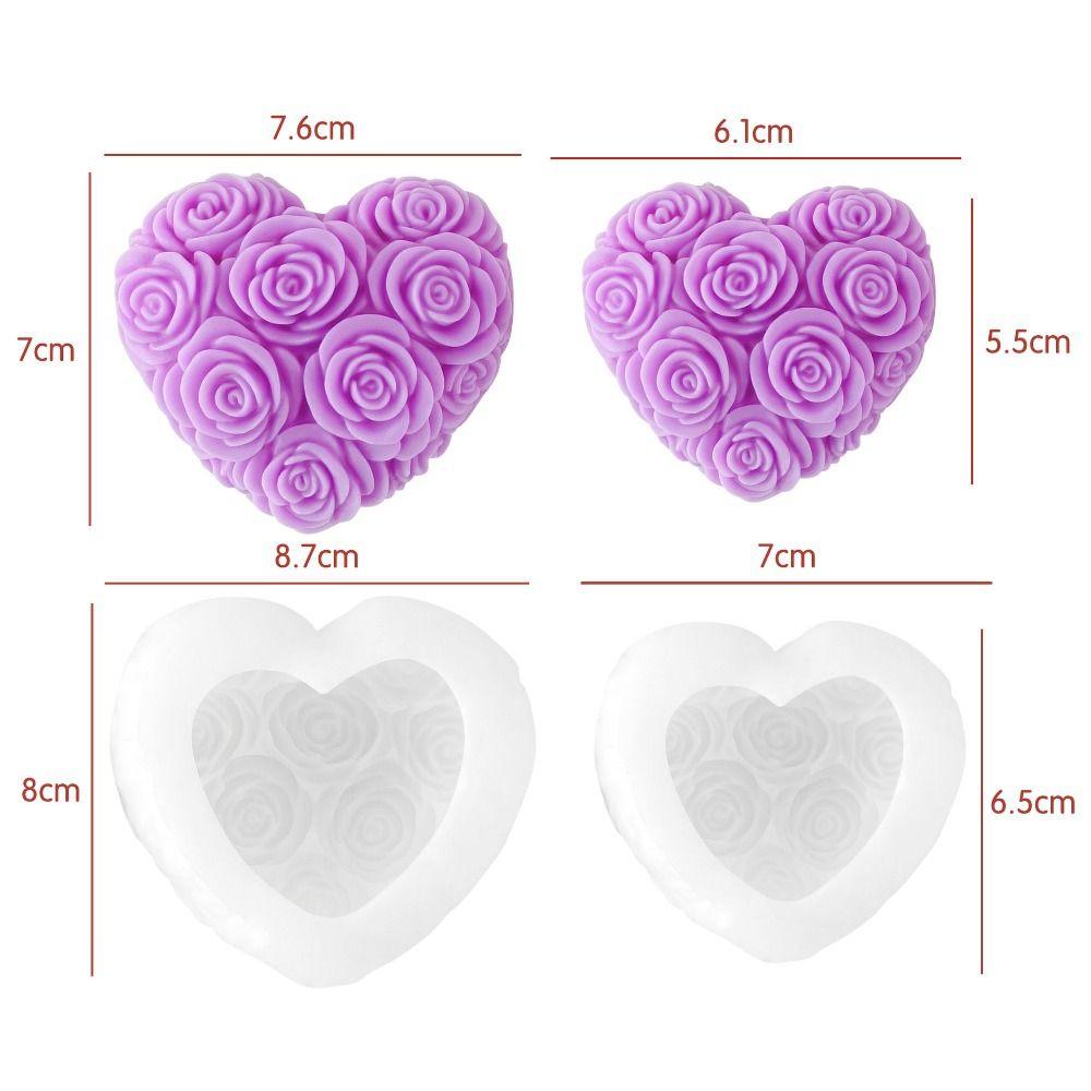 3D Aromatherapy Candle Mold Heart Shape Rose Resin Mold New Plaster Mold  Home Decor