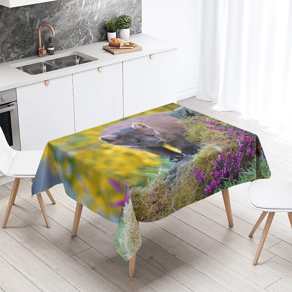 Cute Mink Animal Tablecloth Party Restaurant Table Decoration Waterproof Rectangular  Kitchen New Home