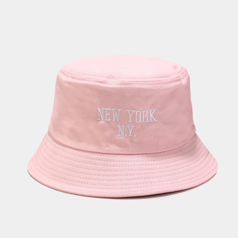 Couple tide basin hat female face small spring summer Internet celebrity cotton abrasive embroidered bucket hat male outdoor shade