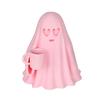 Halloween Ghost Figurine Cute Pink Ghost Holding Moon Statue Resin Ghost Sculpture Tabletop Ornament for Indoor Home Decor