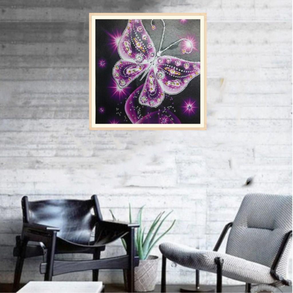 Diamond Painting Partial Special Drill DIY Sparkle Butterfly Picture Pink
