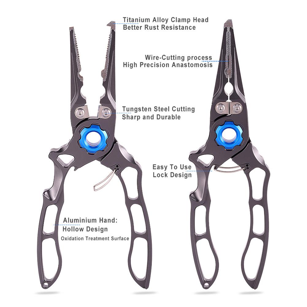 Angling Fishing Pliers Multifunctional Outdoor Fishing Tongs Aluminum Alloy Portable Fishing Pliers Scissors Fishing Supplies