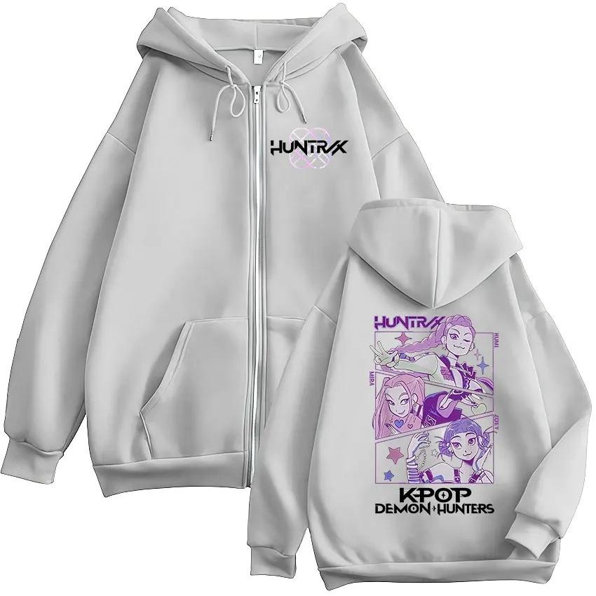 Demon Hunters K-pop Film Zipová mikina s kapucí Pánská Dámská Harajuku S dlouhým rukávem Módní Nadrozměrná bunda na zip Mikina Streetwear