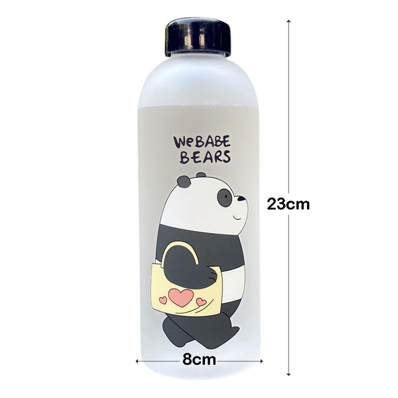 1000ML Portable Large Cartoon Water Bottle Panda Cute Bear Frosted Straw Mug Food Grade Heat Resistant Good Feeling Water Bottle