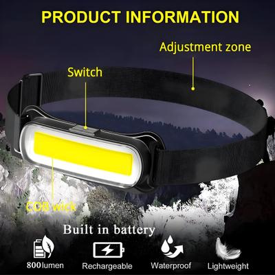 Multi-function Headlight 3 Modes Adjustable Waterproof USB Rechargeable Hands-free Lightweight Outdoor Camping Night Running Fishing Headlamp