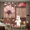 Japanese Cat Print Curtains Suitable Bedroom Living Room Kitchen Decoration Home Window Curtain Set Of 2 Made Polyester Washable Sitting Ready
