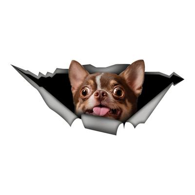 Brown Chihuahua Car Stickers for Dogs Hidden In Holes, Waterproof Irregularly Shaped Car Decoration Decals