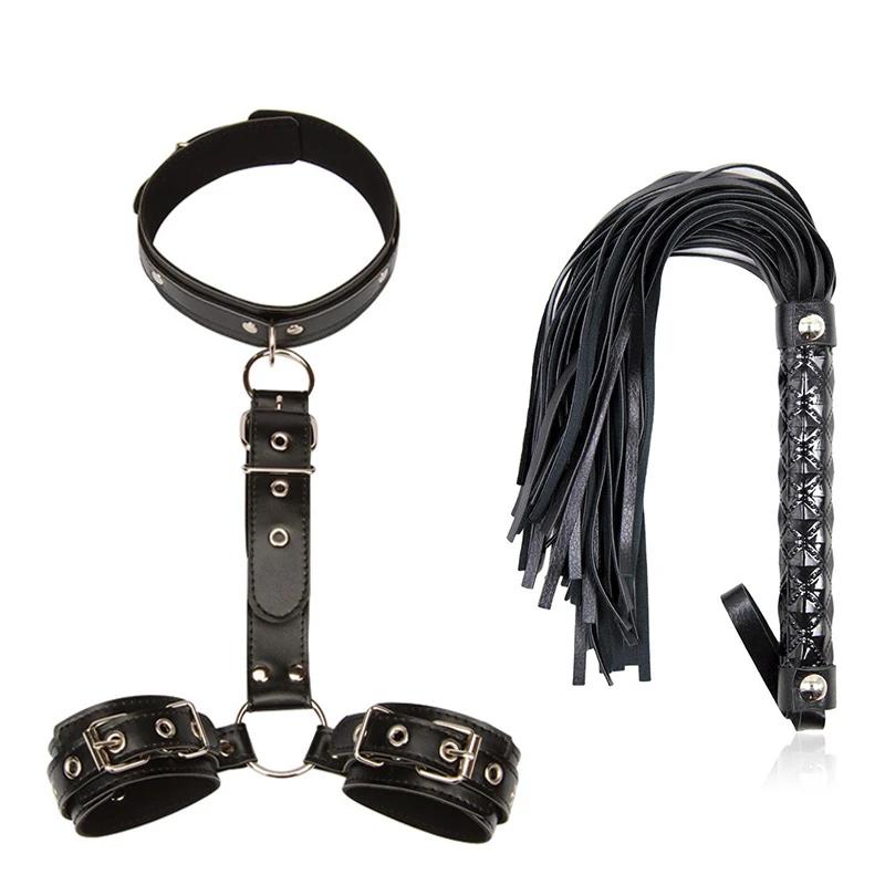 Erotic Sex Toys Neck Collar Handcuff Whip For Couples Woman and Adult Sexy Game Bondage Restraint Rope Exotic Accessories