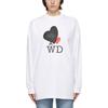 We11done Ss21 Heart Pattern Casual Long Sleeve T-Shirt Unisex Tops White WD-TT0-21-516-U-WH