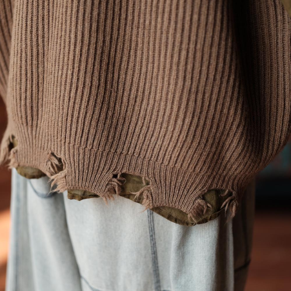 Ancient Mud Retro Wool V-neck Loose Vest Sweater