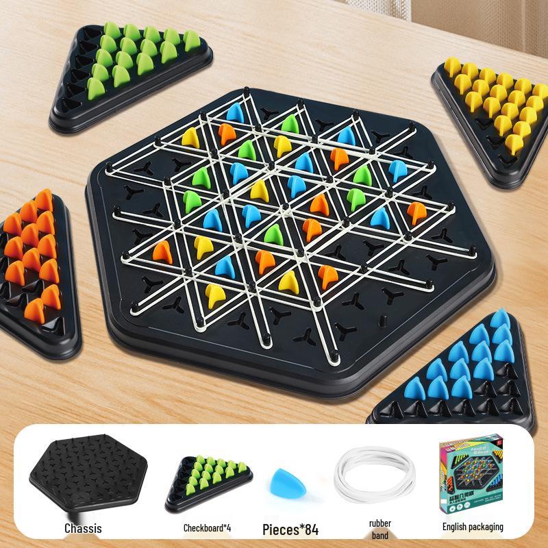 

Цепочные шахматы Интерактивная игра-головоломка для семей - Геометрические треугольные шахматы с резинками