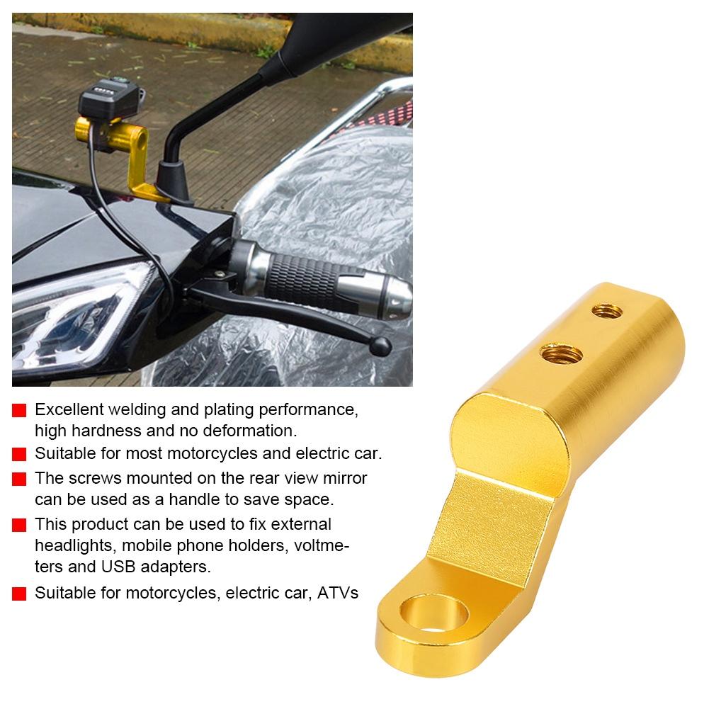 Rearview Mirror Base Extension Mount Bracket Hooks Support Holder for Motorcycles(Golden)