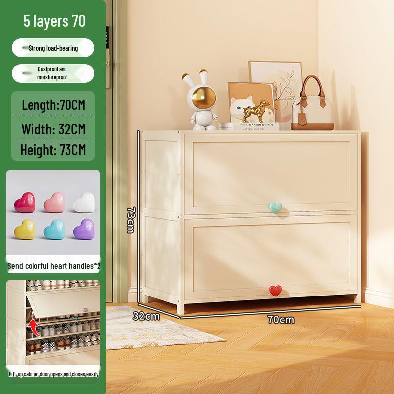 Cream Multi-Layer Off-White Shoe Cabinet - Space-Saving Hallway Storage Rack
