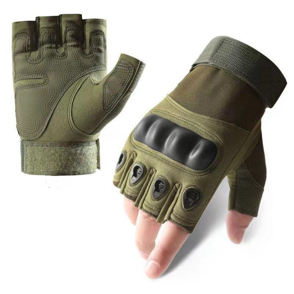 

Wear-Resistant Motorcycle Gloves Vintage Half Finger Gloves Retro Racing Gloves Women Men L зелёный