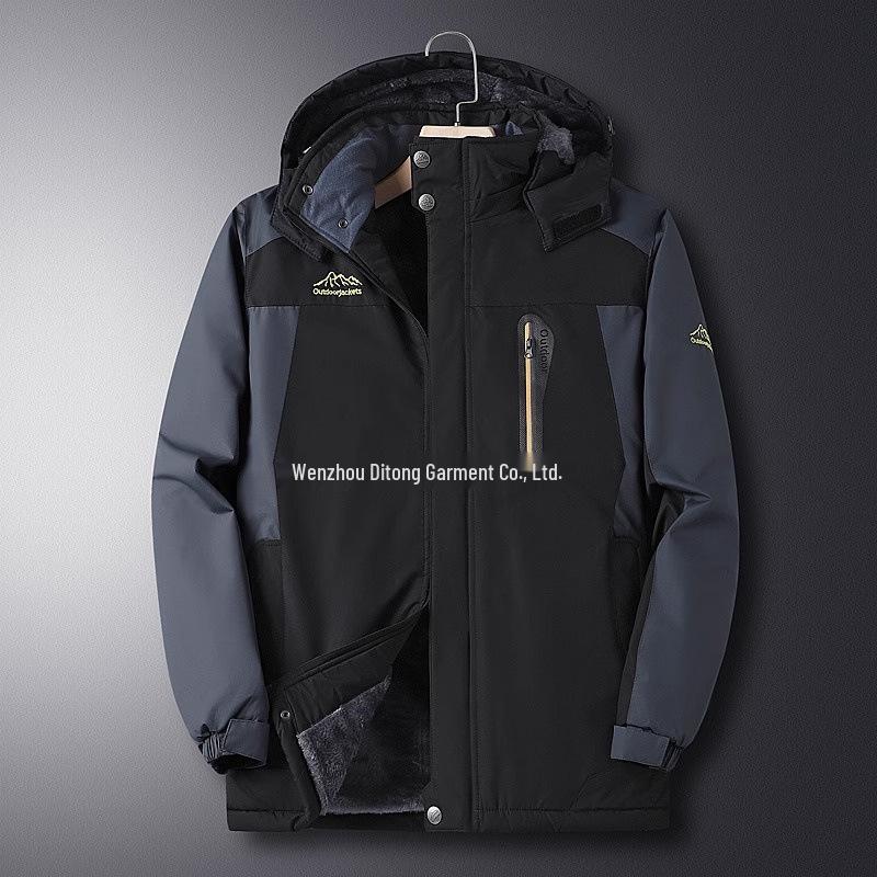 Men's 2025 Autumn/Winter Plus Size Thick Fleece-Lined Warm Cotton Jacket for Middle-Aged