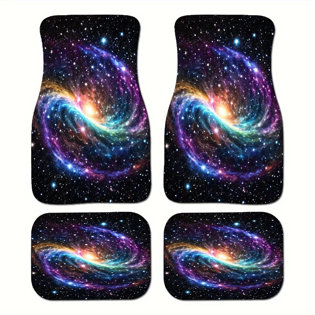 2/4Pcs Milky Way Nebula Print Design Carpet Car Floor Mats for Auto Van Truck SUV-4 Pieces Front & Rear Full Set