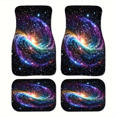 2/4 Stück Milchstraßen-Nebel-Print-Design Teppich Auto-Fußmatten für Auto Van LKW SUV - 4 Stück Vollständiges Set für Vorne & Hinten