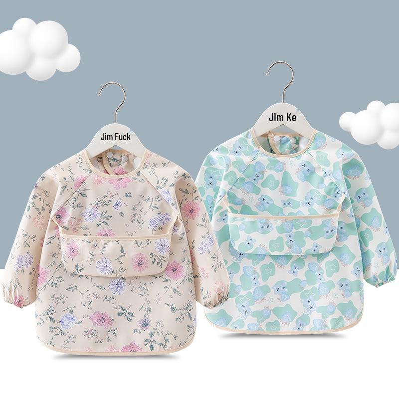 Waterproof Long-Sleeve Baby Bib for Infants & Toddlers - Anti-Stain and Dirt-Resistant Kindergarten Apron
