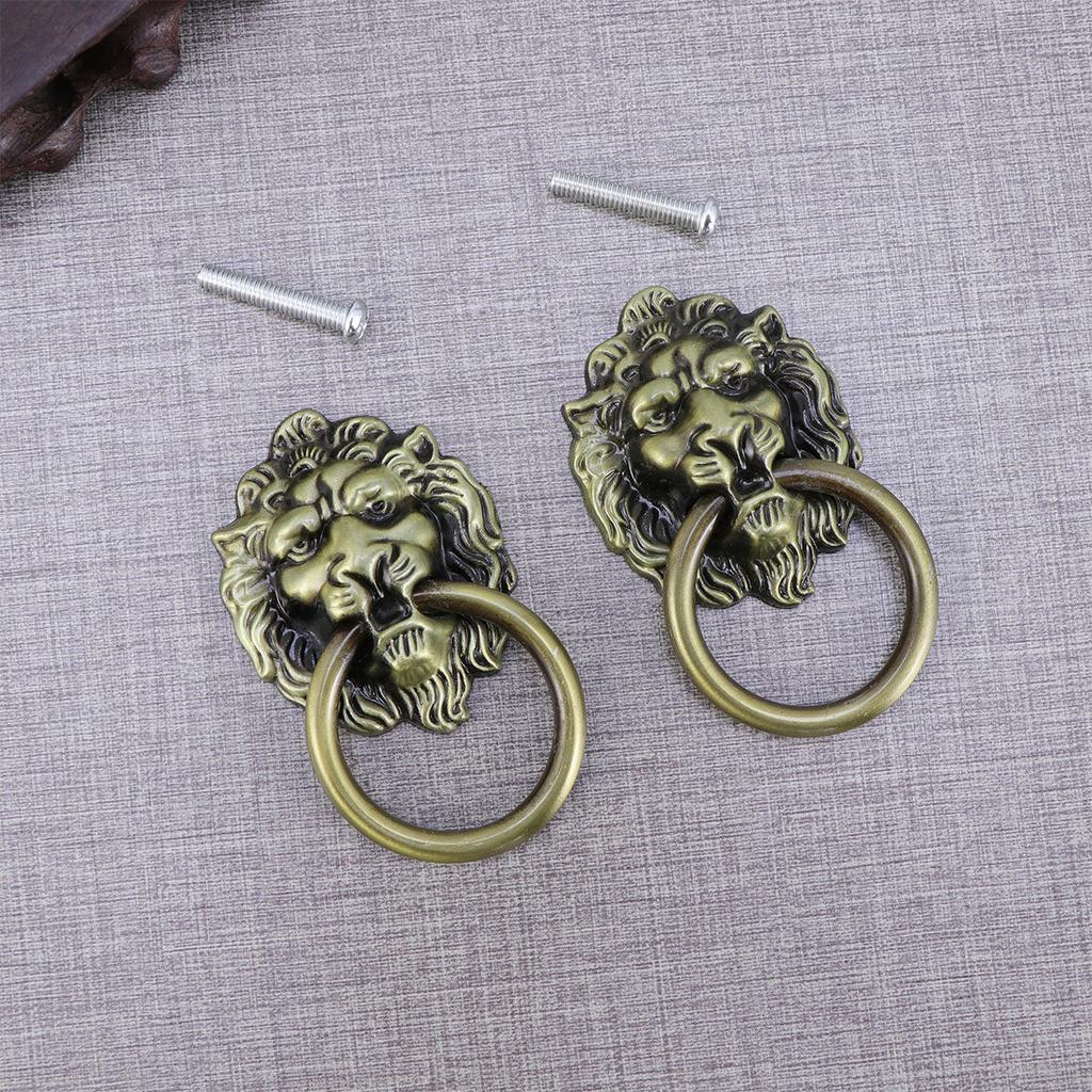 6Pcs Lion Head Cabinet Door Pull Handles Bronze Alloy Drawer Knobs Replacement for Kitchen Cupboard Chest Dresser
