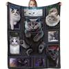 Cute Cat Print Flannel Blanket – Soft, Cozy Throw for Adults, Perfect for Home, Picnic & Travel