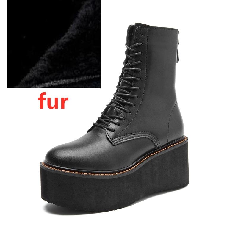 Fashion AIYUQI Women Ankle Boots Genuine Leather 2025 New Platform High Heel Short Boots Female Non-slip Large Size Women Winte Boots
