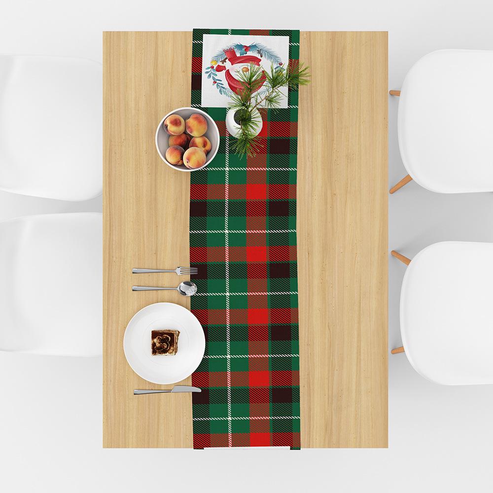 Red Buffalo Plaid Farmhouse Table Runner: Christmas Truck Design for Dining Table Décor