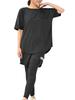 JANJAM Plus Size Short Sleeve and Size 4L Women's 3-Piece Set Mesh-Trimmed T-Shirt, Shorts, Leggings, Sportswear, Black,