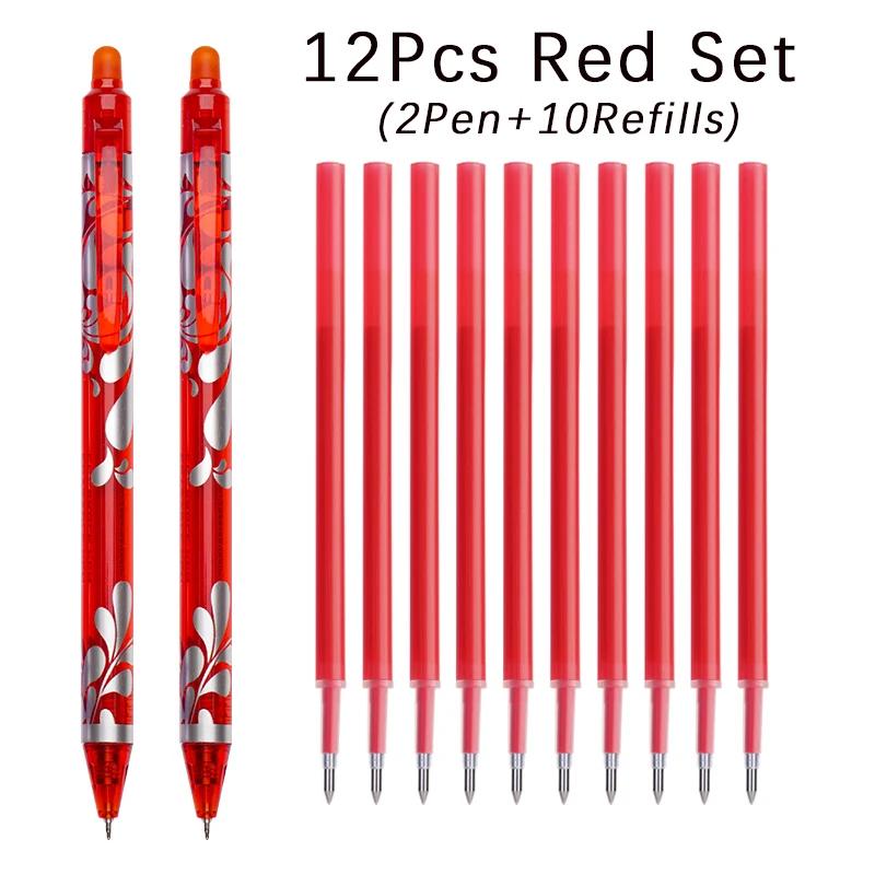 Large Capacity Ink Erasable Pen 6-color Push Gel Pen Set 0.5mm Transparent Colors Pen Office Writing Supplies Kawaii Stationery