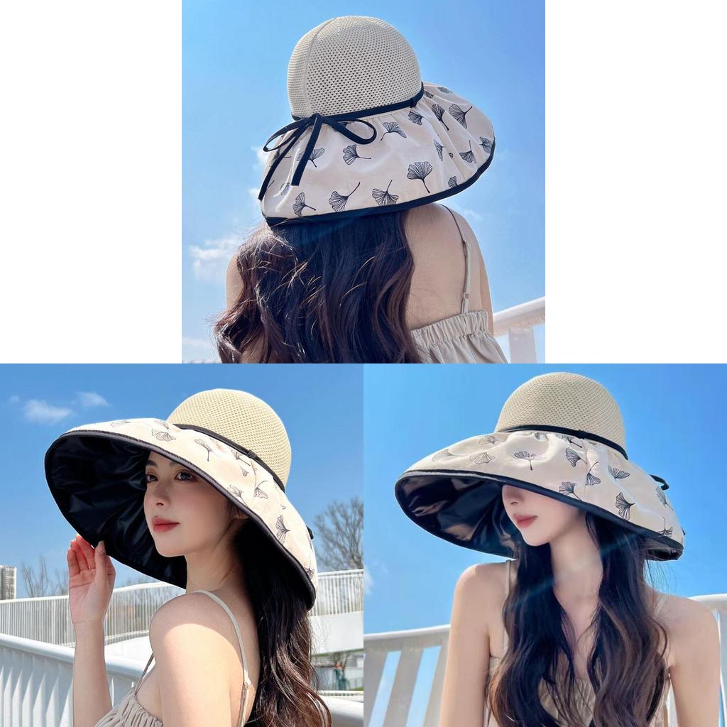 Sun Protection Hat With Butterfly Bow Summer Beach Wide Brim Sun Hat For Women