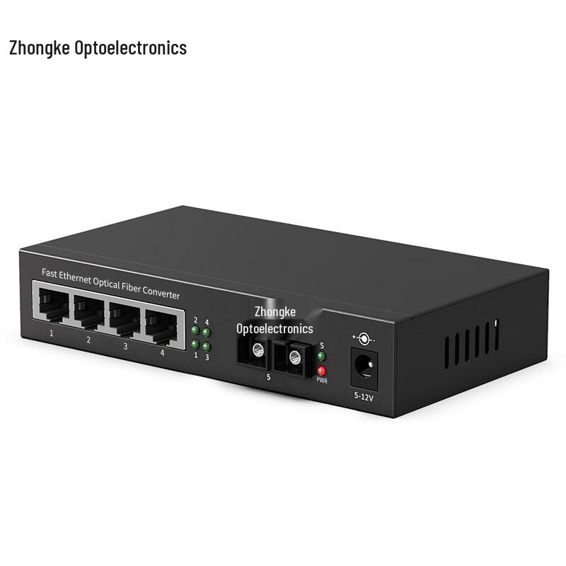 Telecom-Grade Gigabit 1-Optical 4-Electrical Multimode Fiber Optic Media Converter