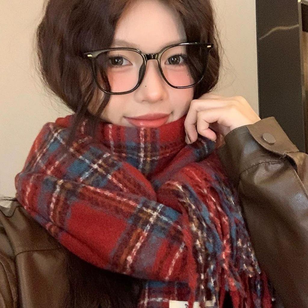 Christmas Scarf Autumn and Winter Red Scarf Women's Warm Korean Version of Premium Shawl Dual-purpose Tassel Plaid New Year's Model