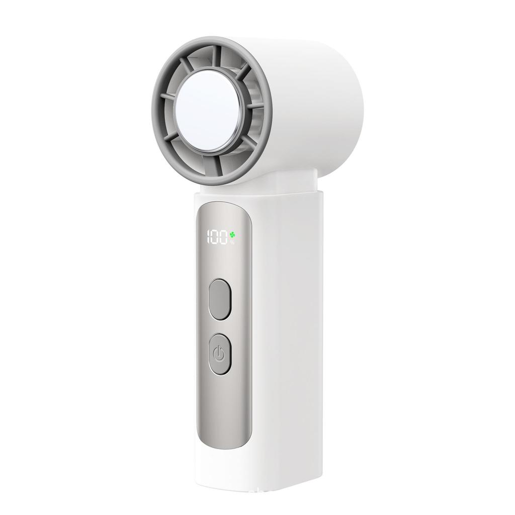 2026 Rechargeable Mini Handheld Fan: Ice Pack Cooling, Digital Display, High-Speed Turbine, Portable & Brushless.