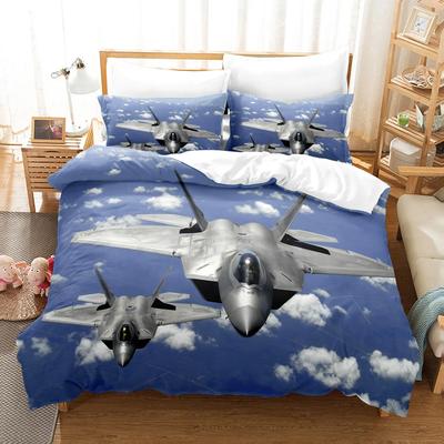 Set Copripiumino Matrimoniale Aereo da Combattimento Super Microfibra Copripiumino Letto 135 Stampa Bambini Set Biancheria da Letto Aereo Per Ragazzo