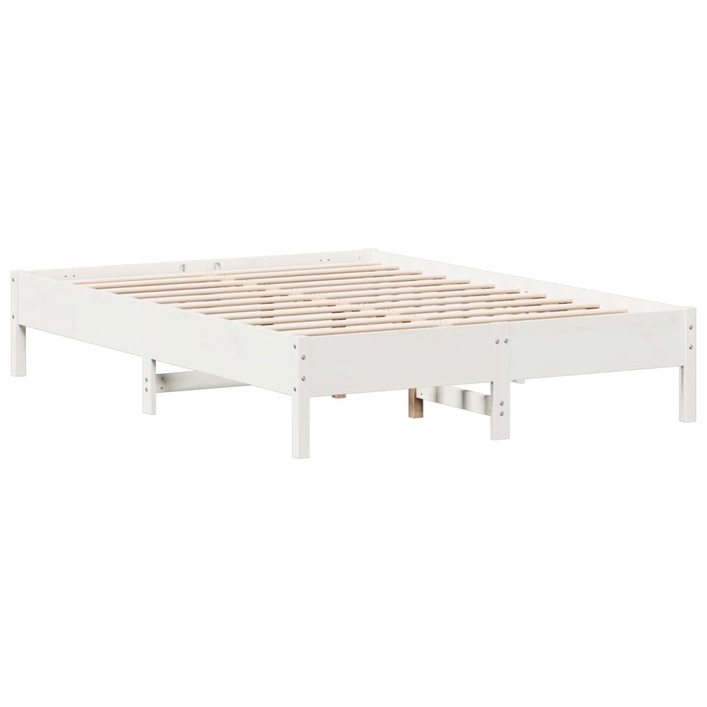 Vidaxl Rama Łóżka Bez Materaca, Biała, 135X190 Cm, Lite Drewno Sosnowe