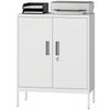 Metal Storage Cabinet with Lock and Adjustable Shelves - White