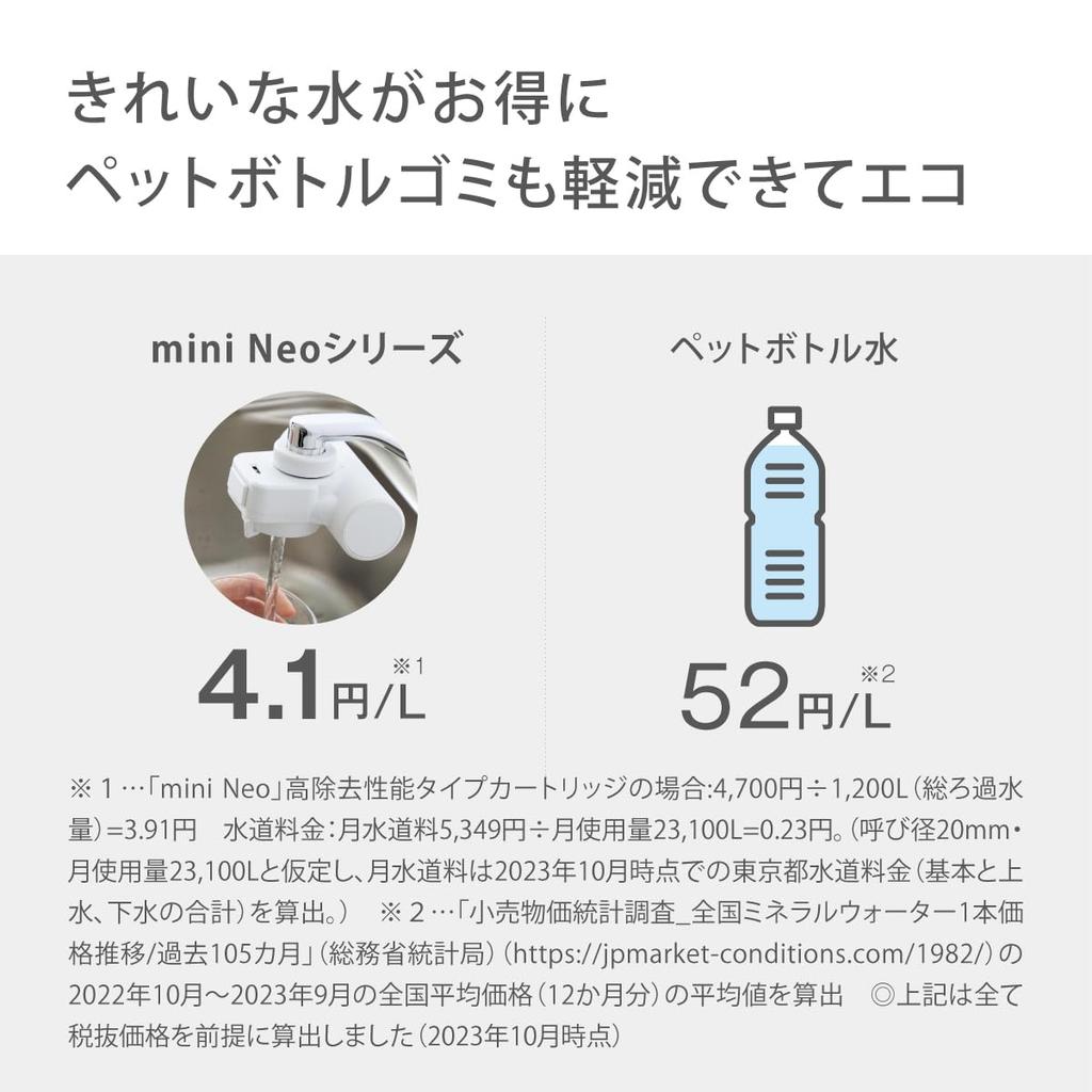 Takagi miniNeo Bubble Water Purifier, Faucet-Mounted, Ultra Fine Bubble, Made in Japan, Includes 1 Water Filter Cartridge, White (H790UWT6)