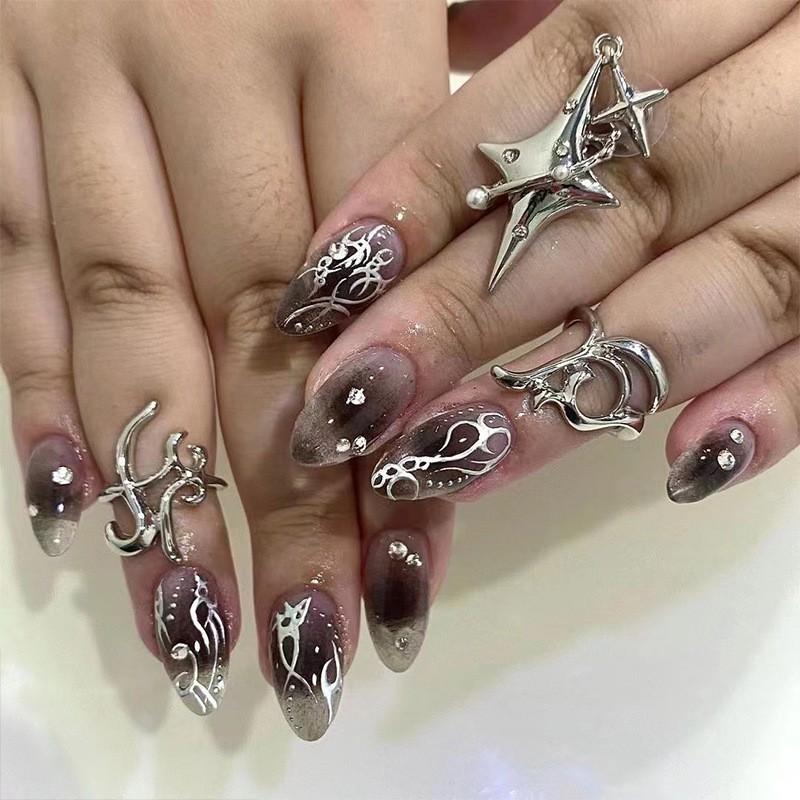 Wearing Nail Short Style Cheek Black Rhinestone High-end Patch Semi