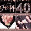 40th Birthday Banner Decorations for Women, Rose Gold Happy 40 Year Old Birthday Sign Party Supplies, Forty Bday Party Decor Photo Booth Props for
