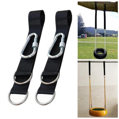 Tree Swing Strap with Metal Ring Hanging Rope with Carabiner Heavy Duty Swing Connection Belt for Outdoor Tree Swings