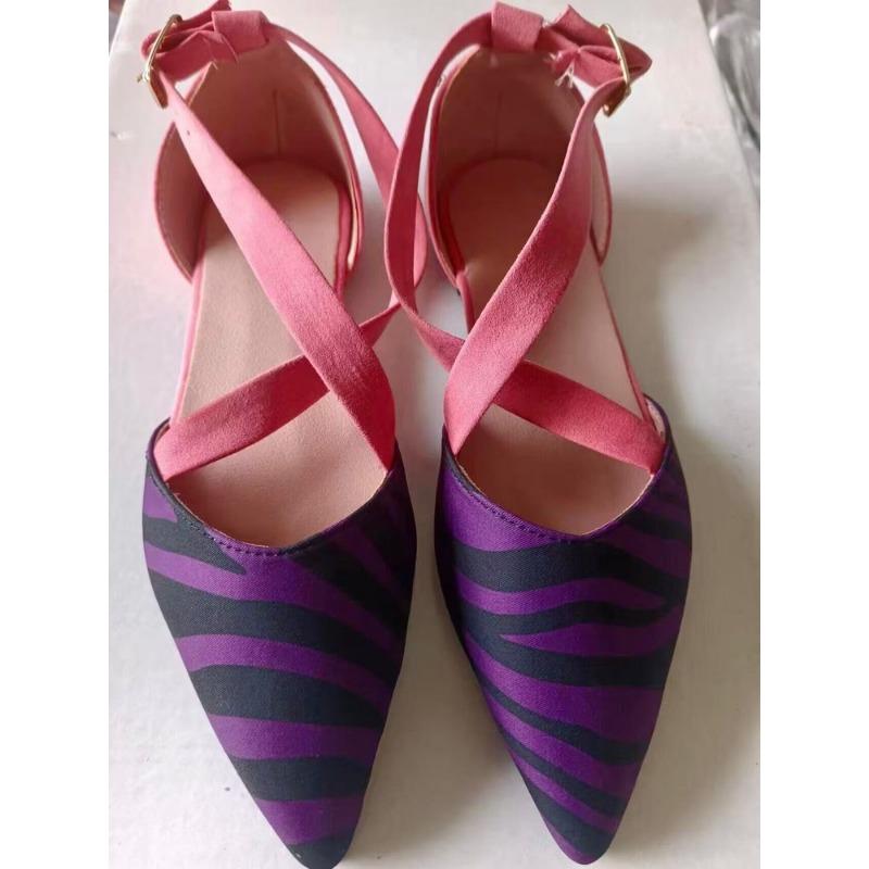 

Новая женская обувь с острым носком, с мелким вырезом, сандалии больших размеров, дышащие, удобные и универсальные, на плоской подошве 42 фиолетовый