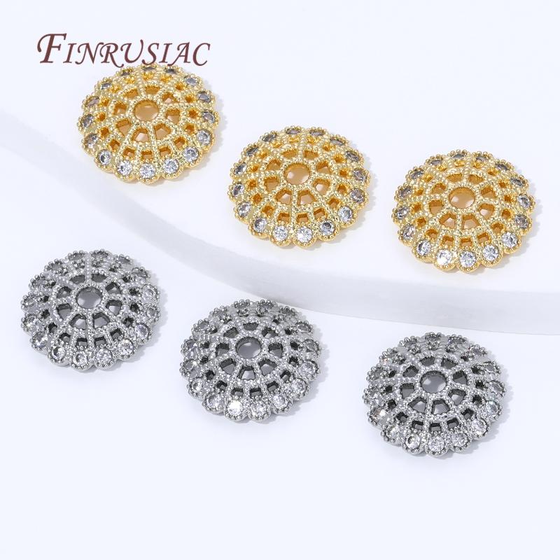 13mm 18K Gold Plated Brass Beads Caps For Jewelry Making Supplies,Round Bead Caps For Bracelets Accessories DIY Findings