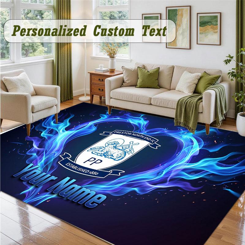 Crystal Velvet Square Rug Custom NamePreston North End Pattern Non Slip Home Floor Decor Rug
