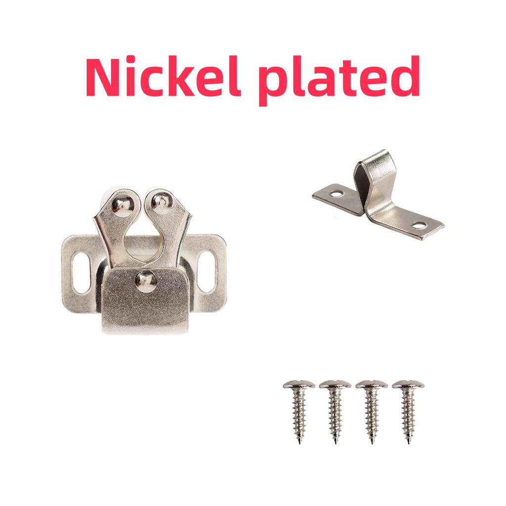 Furniture Antique Door Stoppers Copper Color Cupboard Cabinet Door Roller Latch Double Catches with Striker and Free Screws