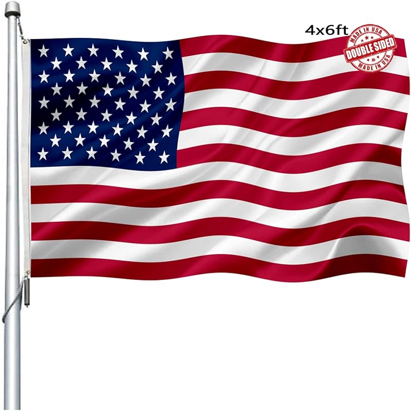 American Flags for Outside 3x5 Double Sided- Premium Heavy Duty Durable 3ply Large USA/US Patriotic Flag Made in USA High Wind for Boat Decorations