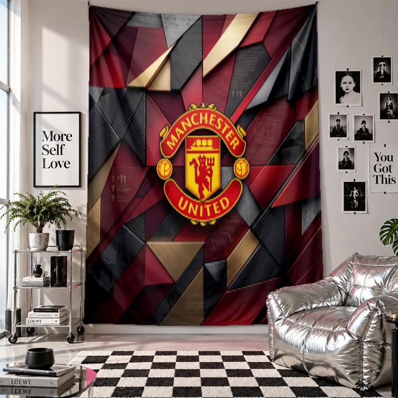 Tapisserie murale Manchester United Décoration d'intérieur Tissu à suspendre au mur pour chambre à coucher Salon Arrière-plan